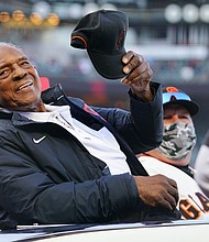 Baseball legend Willie Mays says it’s ‘amazing’ he has 10 more hits after MLB integrated Negro League statistics.
Mandatory Credit:	Daniel Shirey/MLB/Getty Images via CNN Newsource