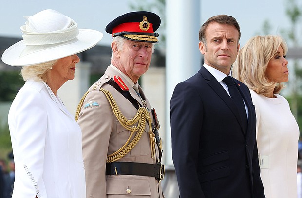 King Charles and Queen Camilla were joined by French President Emmanuel Macron and his wife Brigitte Macron at the British Normandy Memorial.
Mandatory Credit:	Chris Jackson/Getty Images via CNN Newsource