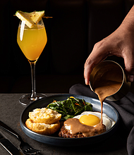 Thirteen’s new Wagyu Fried Steak and eggs with pepper gravy, is available exclusively on the Sunday Brunch menu.
Photo: Courtesy of Thirteen by James Harden