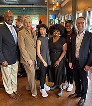 James Harris of HEB, Laurie Vignaud President of LiftFund, Lynda Toyota of LiftFund, Sherronda Scroggins (KC Events Houston), Madison Scroggins, Dylan McNally (SBA)