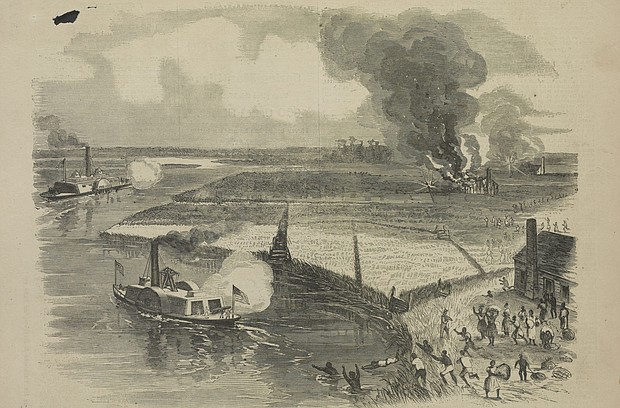 An illustration of the Combahee River raid was published in Harper's Weekly magazine.
Mandatory Credit:	Library of Congress via CNN Newsource
