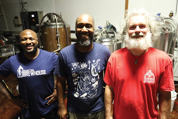 Brainstorm Brewhouse is a partnership with CM Bryant, left, Darryl Puller and Black Heath Meadery’s Bill Cavender. The venture is set to open sometime next month.