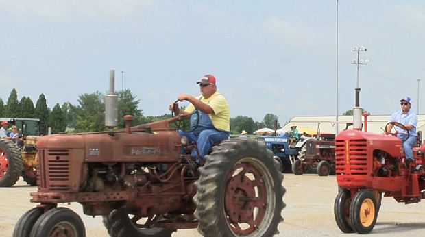 The tractor drive, now in its 16th year, was focused this year on raising money for an 8 year old boy who was recently diagnosed with t-cell leukemia.
Mandatory Credit:	WEVV via CNN Newsource
