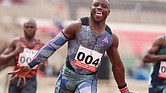 Nigerian sprinter Ferdinand Omanyala races at the 2024 World Indoor Championships in Glasgow, Scotland.