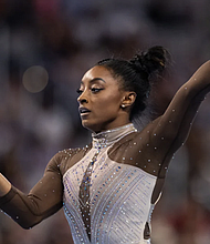 Simone Biles performs her floor routine at the US Gymnastics Championships in Fort Worth, Texas. Aric Becker/ISI Photos/Getty Images