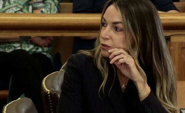 Karen Read is seen during opening statements in her trial on April 29, 2024. Pool/Court TV