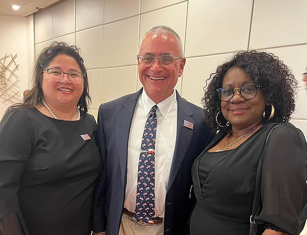 HSM Political Writer Burt Levine and wife Sandra with Fort Bend County District Clerk Beverly Walker