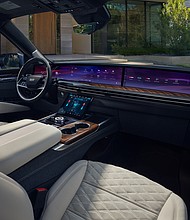 View of the 2025 Cadillac Escalade Sport Platinum interior, with a focus on the display.