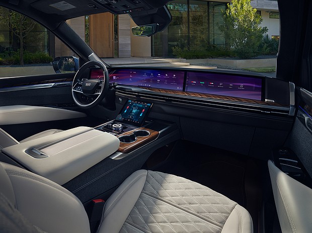 View of the 2025 Cadillac Escalade Sport Platinum interior, with a focus on the display.