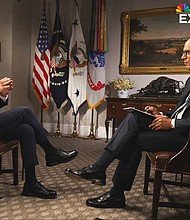 President Joe Biden speaks in an interview with Lester Holt on Monday, July 15.
Mandatory Credit:	NBC News via CNN Newsource