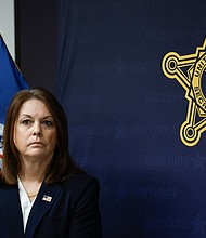 United States Secret Service Director Kimberly Cheatle looks on during a press conference at the Secret Service's Chicago Field Office on June 4 2024 in Chicago, Illinois.
Mandatory Credit:	Kamil Krzaczynski/AFP/Getty Images via CNN Newsource