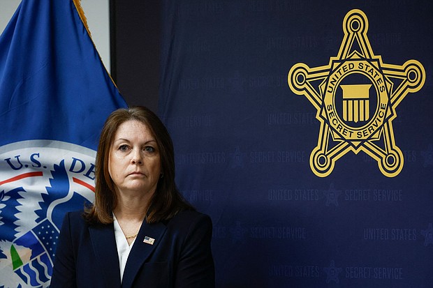 United States Secret Service Director Kimberly Cheatle looks on during a press conference at the Secret Service's Chicago Field Office on June 4 2024 in Chicago, Illinois.
Mandatory Credit:	Kamil Krzaczynski/AFP/Getty Images via CNN Newsource