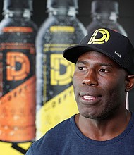 Former Denver Bronco and two-time Super Bowl champion Terrell Davis, shown at a 2019 event, said he was wrongfully accused of hitting a flight attendant while requesting a cup of ice.
Mandatory Credit:	Matt Kryger/IndyStar/USA Today Network via CNN Newsource