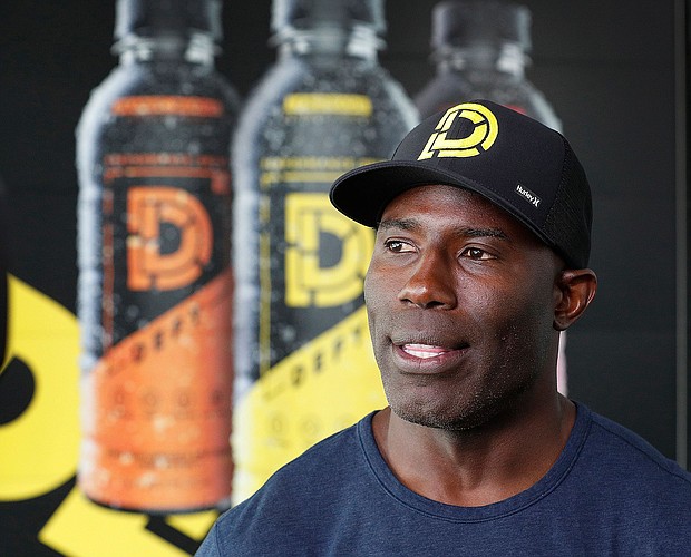 Former Denver Bronco and two-time Super Bowl champion Terrell Davis, shown at a 2019 event, said he was wrongfully accused of hitting a flight attendant while requesting a cup of ice.
Mandatory Credit:	Matt Kryger/IndyStar/USA Today Network via CNN Newsource