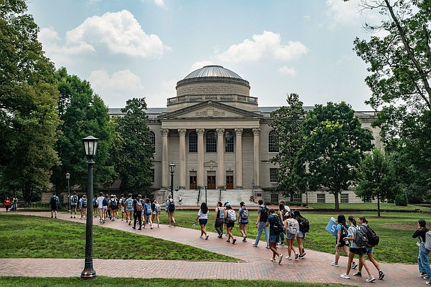 President Joe Biden announced another round of student loan debt forgiveness, and students are pictured walking on the campus of the University of North Carolina Chapel Hill on June 29, 2023.
Mandatory Credit:	Eros Hoagland/Getty Images/File via CNN Newsource