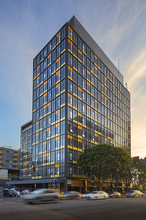 Oil and gas company Texaco's former west coast headquarters was converted into an apartment building called The Crosby, and it opened in 2020.
Mandatory Credit:	Courtesy Jaime Lee/Jamison Group via CNN Newsource