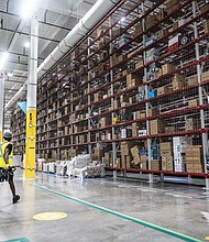 Prime Day, is “a major cause of injuries for the warehouse workers who make it possible,” said a report by the Senate Committee on Health, Education, Labor and Pensions, published and seen here Amazon's warehouse in the Bronx borough of New York, pictured on July 16.
Mandatory Credit:	Stephanie Keith/Bloomberg/Getty Images via CNN Newsource