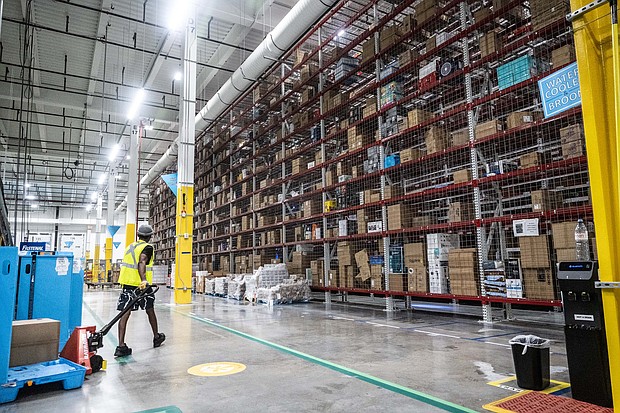 Prime Day, is “a major cause of injuries for the warehouse workers who make it possible,” said a report by the Senate Committee on Health, Education, Labor and Pensions, published and seen here Amazon's warehouse in the Bronx borough of New York, pictured on July 16.
Mandatory Credit:	Stephanie Keith/Bloomberg/Getty Images via CNN Newsource