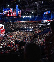 The colors are presented at the start of day four of the 2024 Republican National Convention hosted at the Fiserv Forum in Milwaukee, Wisconsin, on July 18, 2024.
Mandatory Credit:	Will Lanzoni/CNN via CNN Newsource