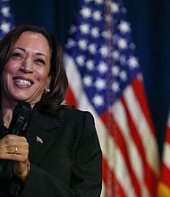 US Vice President Kamala Harris raised $49.6 million in grassroots donations for her campaign since Biden endorsed her on July 21.
Mandatory Credit:	Chris duMond/Getty Images via CNN Newsource