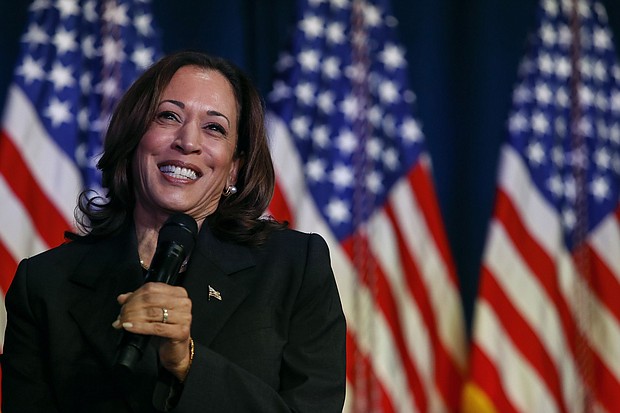 US Vice President Kamala Harris raised $49.6 million in grassroots donations for her campaign since Biden endorsed her on July 21.
Mandatory Credit:	Chris duMond/Getty Images via CNN Newsource