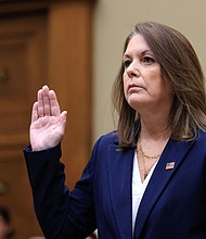 US Secret Service Director, Kimberly Cheatle, acknowledged that there were “significant” problems at Donald Trump’s rally in Pennsylvania, and Cheatle is pictured during the House of Representatives Oversight Committee hearing on July 22.
Mandatory Credit:	Kevin Mohatt/Reuters via CNN Newsource