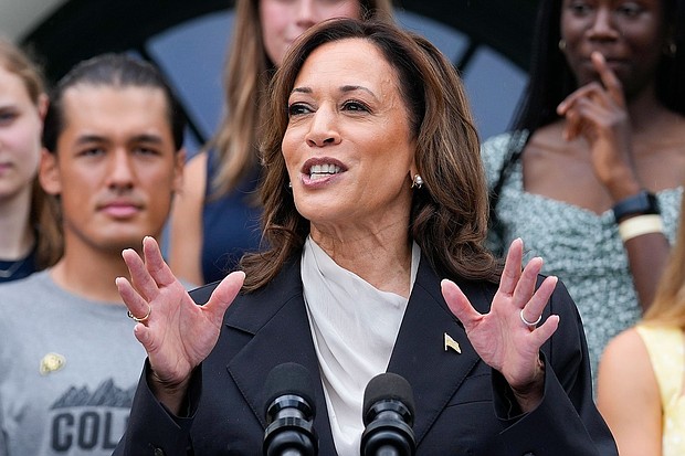 The House Republican arm is developing a targeted strategy to campaign against Vice President Kamala Harris, pictured during an event with NCAA college athletes at the White House on July 22.
Mandatory Credit:	Susan Walsh/AP via CNN Newsource