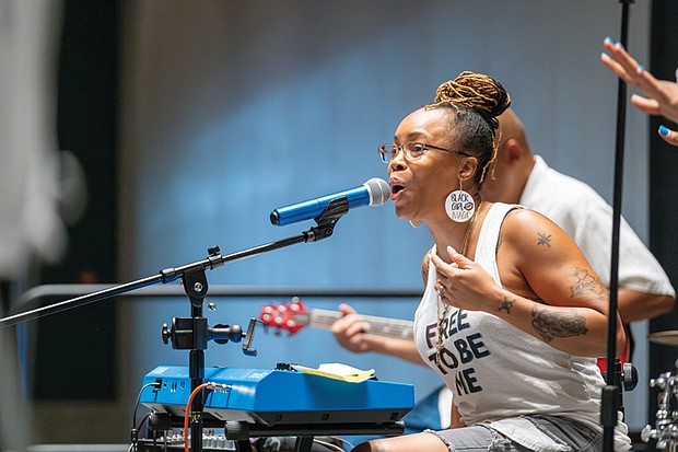 Festivalgoers feel the vibes July 20 as singer and musician Teshia LaSane performs at the annual Black Pride RVA at the Greater Richmond Convention Center.