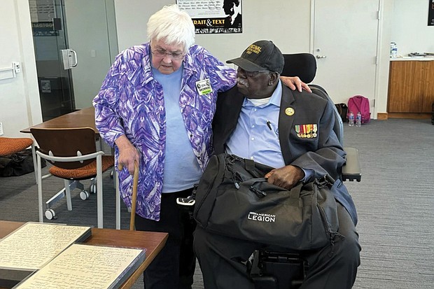 Freedom Riders Joan Browning and Charles Person chat July 26 at Emory University in Atlanta. They were activists
who rode buses into the Deep South in 1961, aiming to desegregate interstate transportation. Browning and Person are donating their archives to the Emory University.