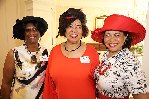 Bertha Abraham, Estell Porter, and Valerie Golden at the 19th Annual Fort Bend Spring Brunch: Hats, Gloves, and Boutonnières
