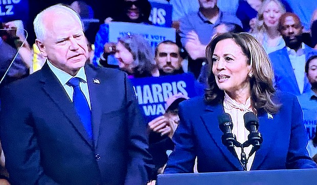 Vice President Kamala Harris with her running mate pick Gov. Tim Walz