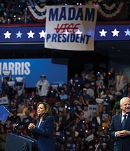 Democratic presidential nominee Vice President Kamala Harris and her running mate, Minnesota Gov. Tim Walz, rally supporters at an Aug. 6 campaign event in Philadelphia.