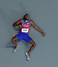 Bronze medalist, Noah Lyles of Team United States, pictured after competing in the Men's 200m of the Olympic Games Paris 2024, confirmed that he tested positive for Covid-19 and still ran in the race anyway.
Mandatory Credit:	Richard Heathcote/Getty Images via CNN Newsource