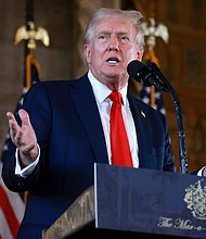 Republican presidential candidate former President Donald Trump speaks during a press conference at his Mar-a-Lago estate.
Mandatory Credit:	Joe Raedle/Getty Images via CNN Newsource