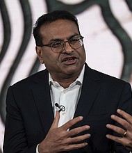 Starbucks CEO Laxman Narasimhan is leaving his position.
Mandatory Credit:	Stephen Brashear/AP via CNN Newsource