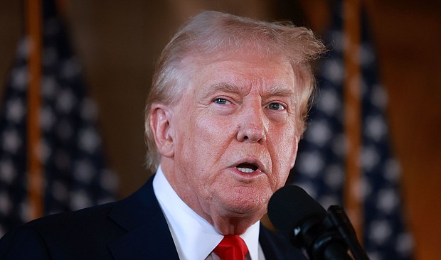 Former President Donald Trump speaks during a news conference at his Mar-a-Lago estate in Palm Beach, Florida, on August 8, 2024.
Mandatory Credit:	Joe Raedle/Getty Images/File via CNN Newsource