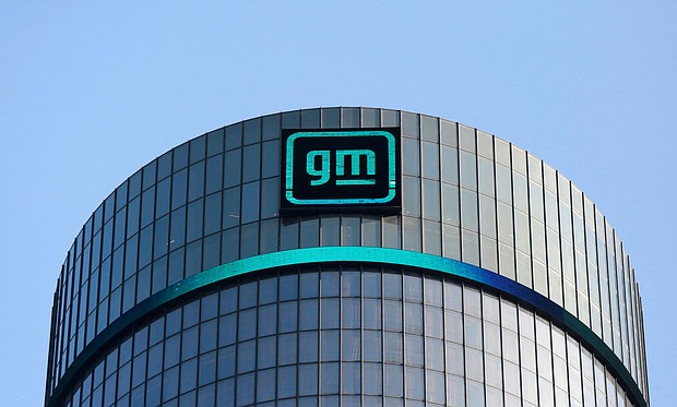 General Motors is the first car manufacturer to be hit with a lawsuit after the attorney general’s office opened an investigation into several manufacturers, and the new GM logo is seen on the General Motors headquarters in Detroit, Michigan, March 16, 2021.
Mandatory Credit:	Rebecca Cook/Reuters via CNN Newsource