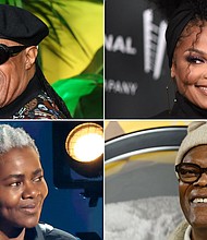 Janet Jackson reveals that Stevie Wonder, Tracy Chapman and Samuel L. Jackson are related to her, as pictured here.
Mandatory Credit:	Richard Shotwell/Invision/AP/Leon Bennett/Amy Sussman/Lia Toby/Getty Images via CNN Newsource