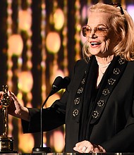 Actress Gena Rowlands, pictured accepting an honorary Oscar during the 7th annual Governors Awards ceremony in Hollywood on November 14, 2015, has died at 94 years old.
Mandatory Credit:	Robyn Beck/AFP/Getty Images via CNN Newsource