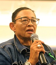 Viola Baskerville, co-organizer of the Save Richmond Community Hospital Group, spoke about VUU’s development plans Aug. 8 at a community meeting held at the school.
