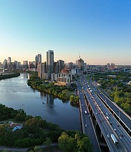 In an aerial view, the downtown skyline is seen on April 11, 2023 in Austin, Texas.
Mandatory Credit:	Brandon Bell/Getty Images/File via CNN Newsource