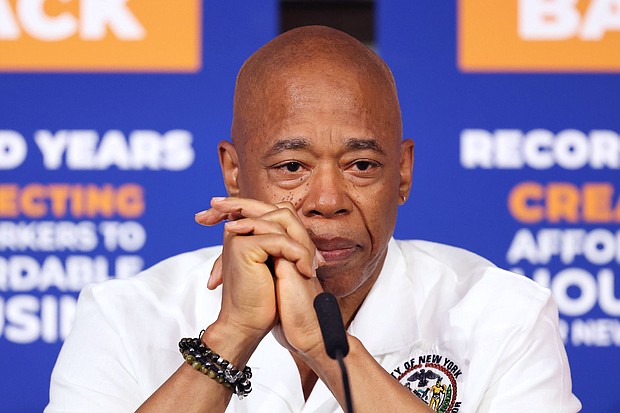 Mayor Eric Adams, pictured at City Hall on July 30 in New York City, has been issued a federal grand jury subpoena as part of an investigation into corruption and illegal campaign donations.
Mandatory Credit:	Michael M. Santiago/Getty Images via CNN Newsource