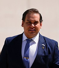 Former Rep. George Santos departs federal court in Central Islip, New York, on August 13.
Mandatory Credit:	Adam Gray/Reuters via CNN Newsource