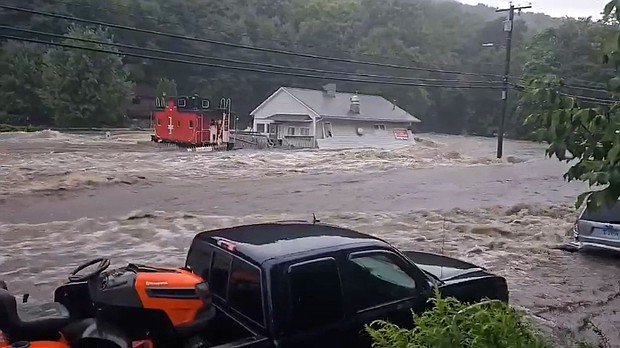 At least 1 person missing and about 100 evacuated by rescue crews as flash flooding hit parts of Connecticut and New York
Mandatory Credit:	Ben Bellaja via CNN Newsource