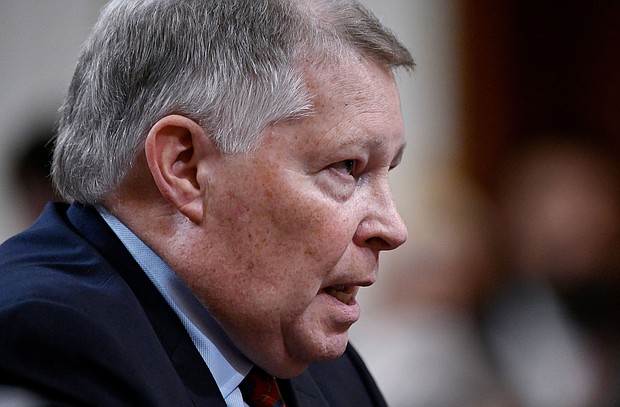 Retired judge and and informal advisor to Vice President Mike Pence, J. Michael Luttig, testifies before  the House Select Committee to Investigate the January 6 Attack on the US Capitol on June 16, 2022.
Mandatory Credit:	Olivier Douliery/AFP/Getty Images via CNN Newsource