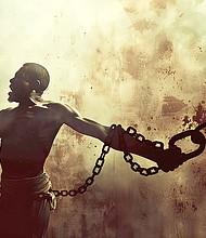 African American enslaved man breaking chains, freedom concept, Emancipation