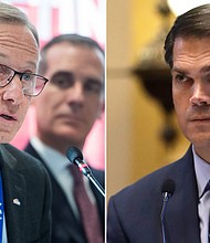 Mesa, Arizona, Mayor John Giles, left, and former Georgia Lt. Gov. Geoff Duncan are pictured in a split image.
Mandatory Credit:	AP/Getty Images via CNN Newsource