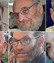 Top row, left to right: Yoram Metzger, Alexander Dancyg, Avraham Munder. Bottom row, left to right: Chaim Peri, Nadav Popplewell, and Yagev Buchshtab.
Mandatory Credit:	Hostage and Missing Families Forum/Reuters via CNN Newsource