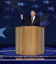 Second gentleman Doug Emhoff speaks at the Democratic National Convention in Chicago on August 20, 2024.
Mandatory Credit:	Chip Somodevilla/Getty Images via CNN Newsource