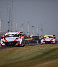 The No. 33 and No. 98 Hyundai Elantra N TCRs are photographed during The Road America 120 at Road America in Elkhart Lake, Wis., August 3, 2024. (Photo/Bryan Herta Autosport/LAT)